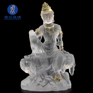 琉璃自在观音家居供奉佛像摆件坐像琉璃观世音菩萨水月观音观自在