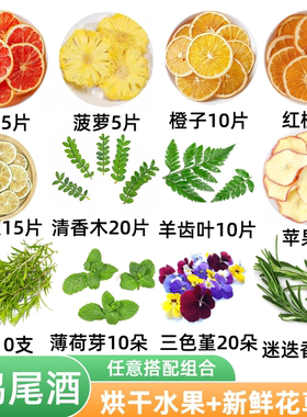 鸡尾酒装饰任选组合清香木羊齿叶黄金柳芽烘干菠萝苹果西柚橙子