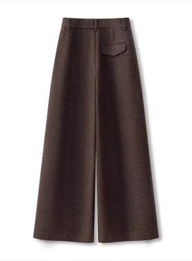 秋冬季DRQ绒高加厚呢阔腿裤毛女22款年新PGN腰宽松0加九分4西装休