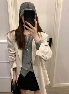 针高t1065开-0感系灰色织 外衫女春秋气质修9身显瘦搭韩羊绒t1065