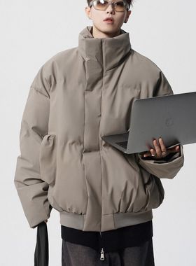 独等UCUB美式潮牌立领皮棉服男冬高街短款棉衣外套加厚保暖面包服