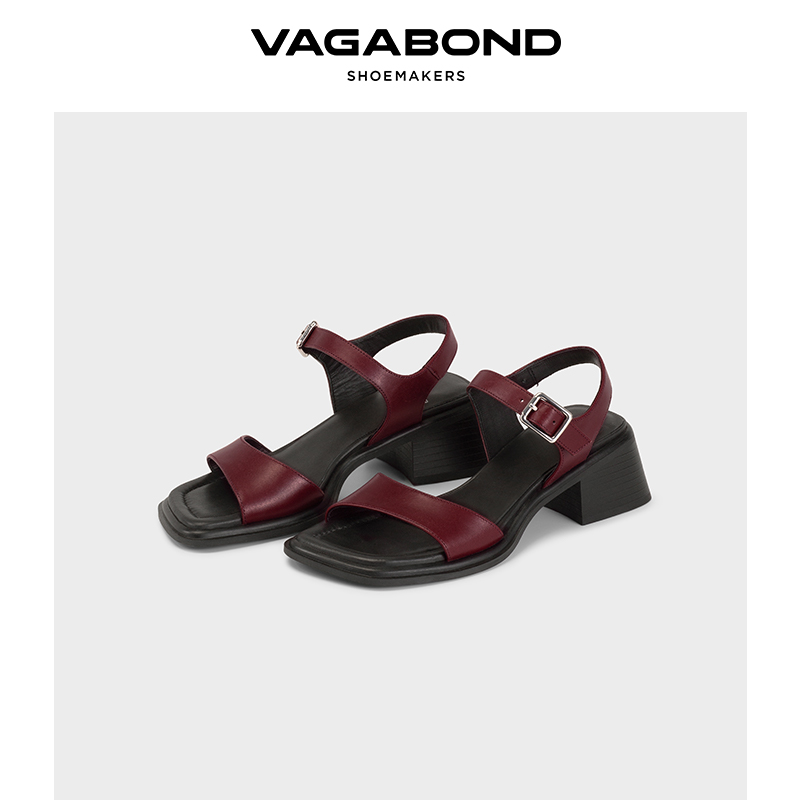 VagabondINES印花粗跟露趾凉鞋