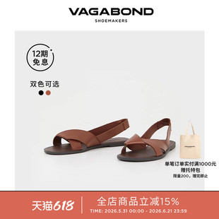 Vagabond TIA 2.0女士羊皮低跟露趾凉鞋后袢带凉鞋2026春夏新品