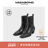 Vagabond ALINA女士牛皮方头方跟短筒靴西部靴2024秋冬系列