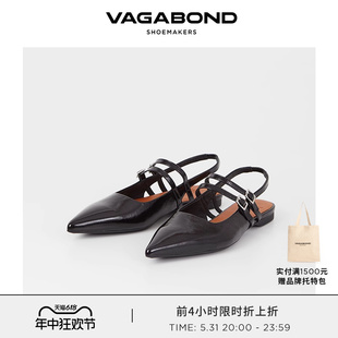 穆勒鞋 2024春夏新品 HERMINE女士牛皮尖头露跟绑带凉鞋 Vagabond