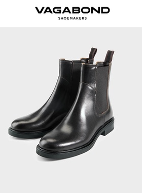 Vagabond FREYA女士牛皮圆头低跟切尔西靴套筒短靴2025秋冬新品