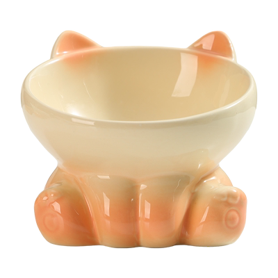 渐变猫碗陶瓷保护颈椎猫咪碗猫食盆水碗猫盆狗碗斜口宠物碗防打翻