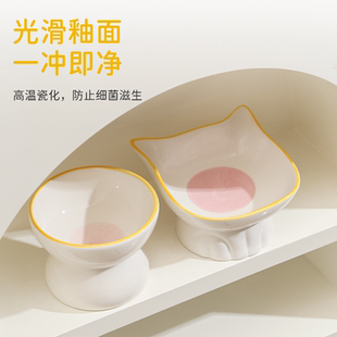 大口径猫碗陶瓷猫咪碗猫食碗宠物碗猫饭碗猫吃饭喝水狗碗防黑下巴