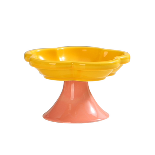 花朵猫碗陶瓷高脚猫粮碗零食罐头猫咪碗猫盆猫饭碗宠物用品防打翻