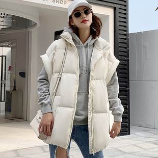 2025秋冬新款羽绒棉背心马甲女学生外穿韩版宽松百搭黑色马夹外套