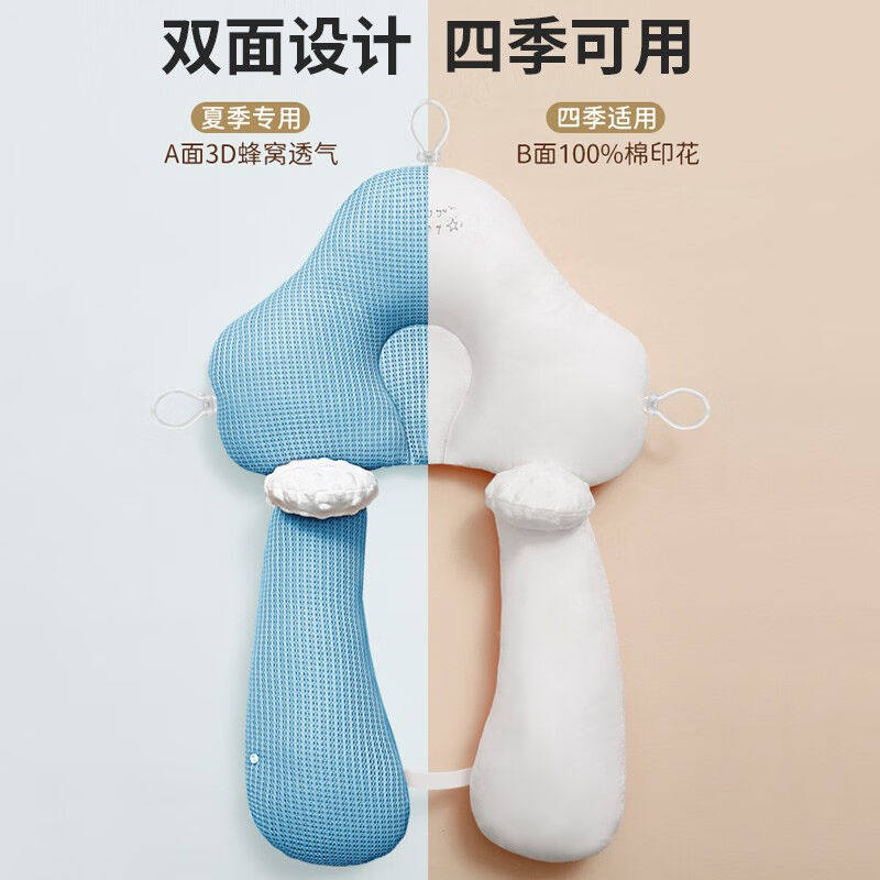 乐卡利婴儿定型枕头防纠正偏头型儿宝宝安抚0-3到6个月1岁睡觉蓝