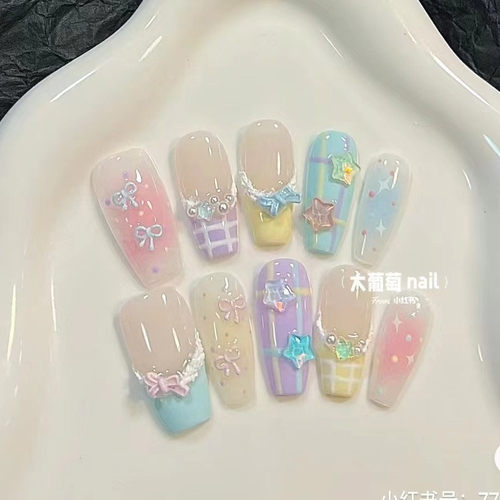 纯手工美甲夏日少女贴片