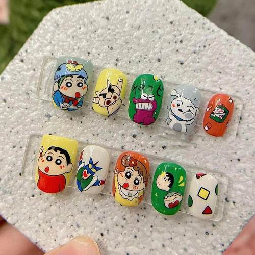 纯手工儿童穿戴甲女童小女警穿戴甲小新爆款美甲可爱贴纸穿戴蜡笔