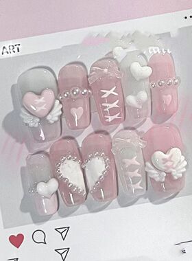 纯手工儿童穿戴甲女童美甲纯手工美甲穿戴甲Aha新款星芒系列美甲