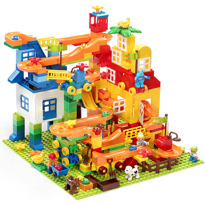大颗粒拼装欢乐客滑道积木3-6周岁4儿童益智塑料拼插玩具