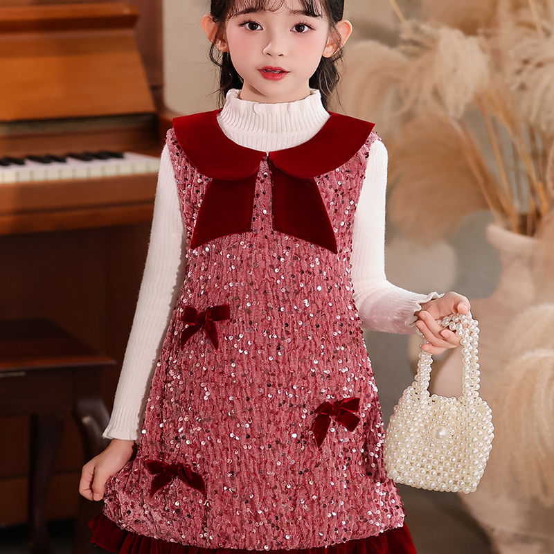 女童公主裙冬季新款洋气儿童富家千金套装时髦裙子女孩冬装连衣裙