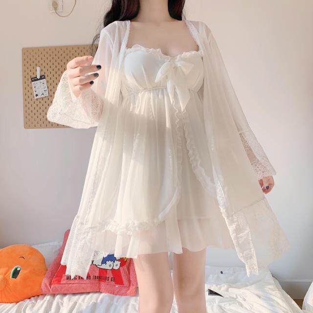 2024春夏新款公主风甜美家居服收腰打底单吊带睡裙两件套装女士