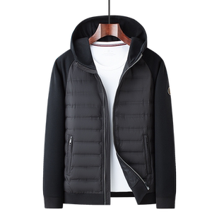 雅鹿鹅绒羽绒服男款轻薄短款户外连帽休闲冬季加绒外套男士新款潮