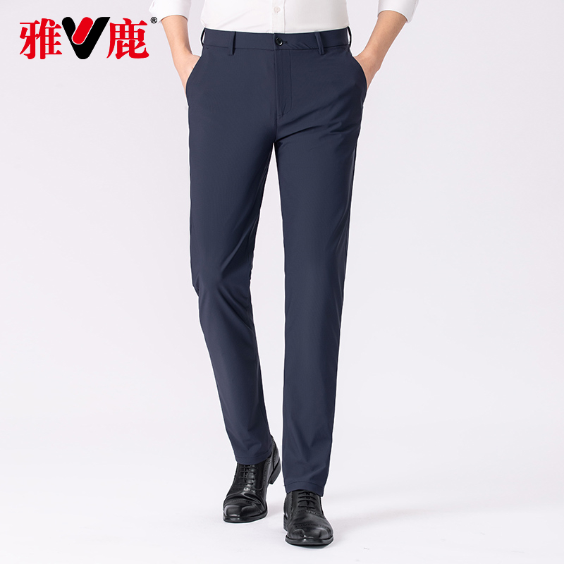 雅鹿男士休闲裤2025夏季薄款直筒宽松中年商务西装裤子冰丝长裤男