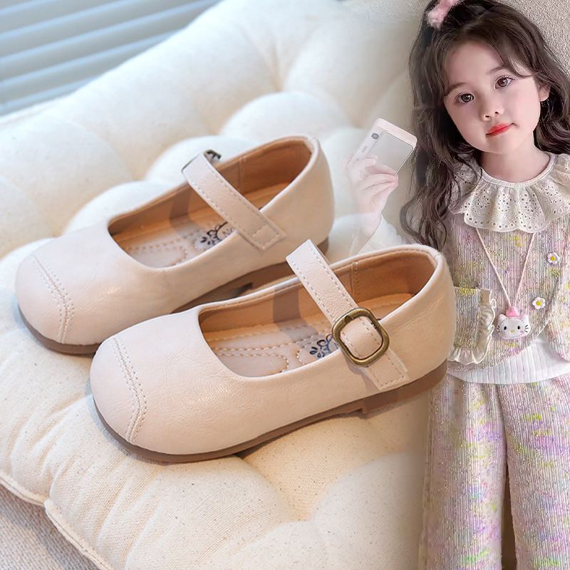 女童皮鞋白色儿童鞋2026新款春季时尚洋气女孩公主单鞋软底英伦风