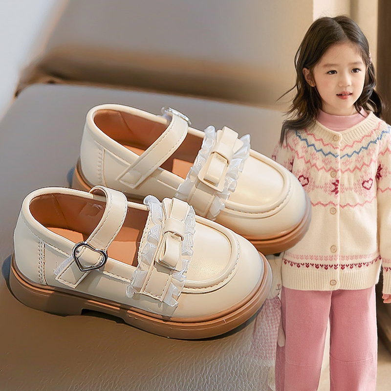 女童宝宝玛丽珍小皮鞋2026春季新款黑白软底一脚蹬公主风百搭皮鞋