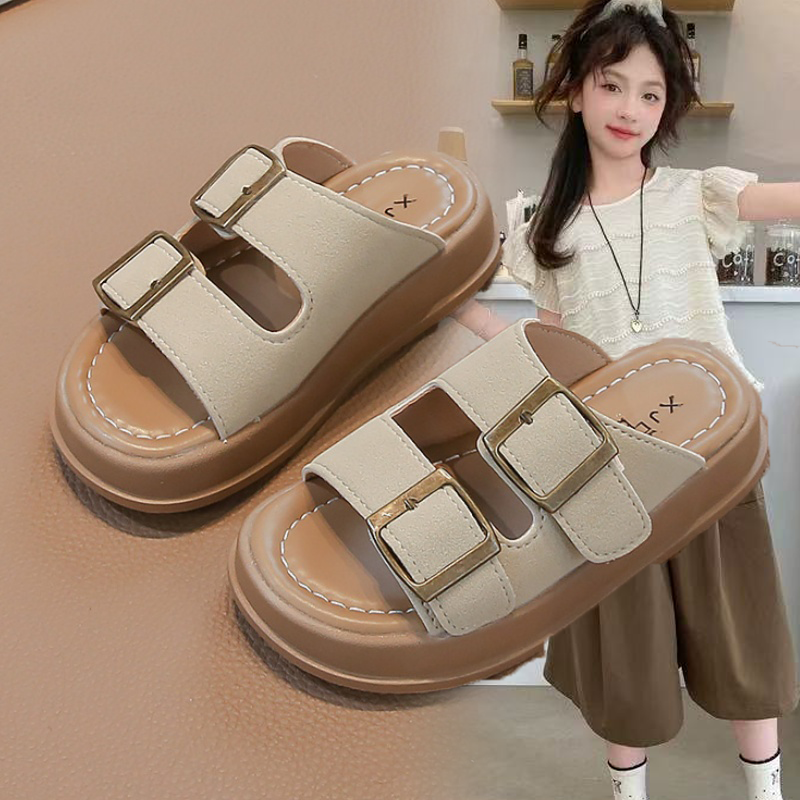 女童凉拖鞋2025夏季新款韩版外穿魔术贴拖鞋勃肯凉鞋时尚小女孩单