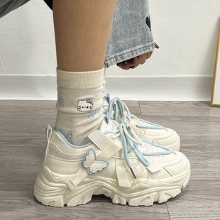 时尚百搭女款学生日常休闲老爹鞋中大童2026春秋新款小众洋气鞋子