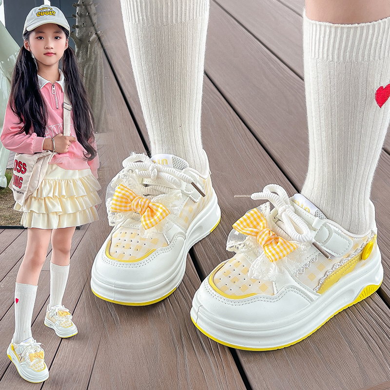 女童韩版运动鞋2025春秋新款儿童鞋子蝴蝶板鞋软底防滑洋气跑步鞋