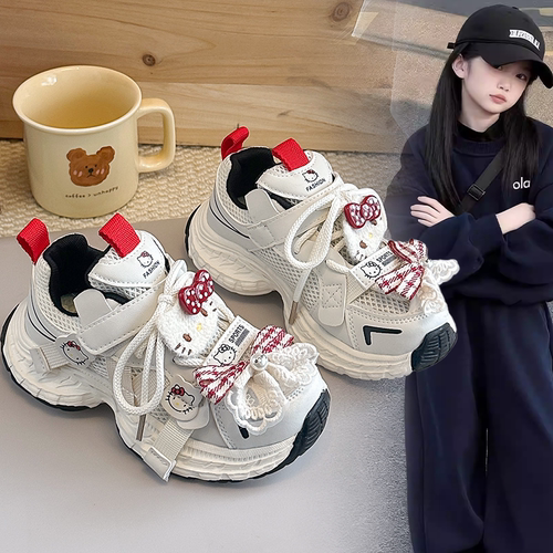 女童老爹鞋2026春秋新款儿童轻便公主风KT猫运动鞋防滑跑步鞋子潮