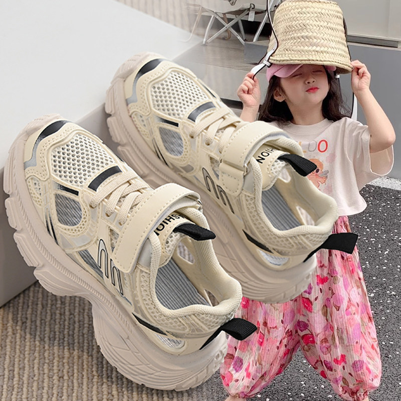 女童老爹鞋网面镂空透气儿童跑步鞋软底防滑2026夏季新款女孩鞋子