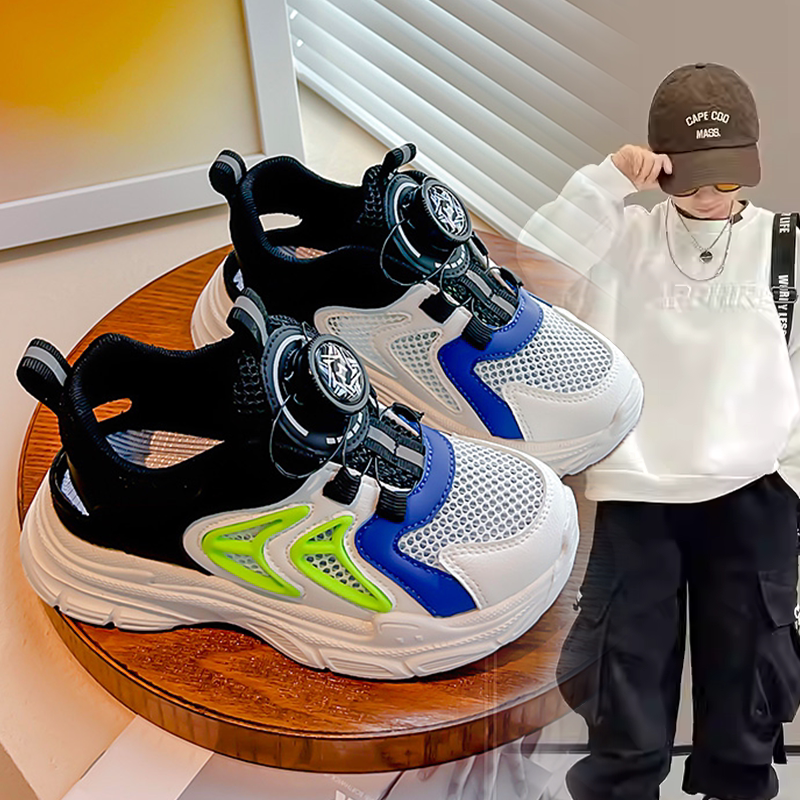 男童潮酷透气轻便拼色小众洋气童鞋儿童2026春夏新款时尚运动凉鞋