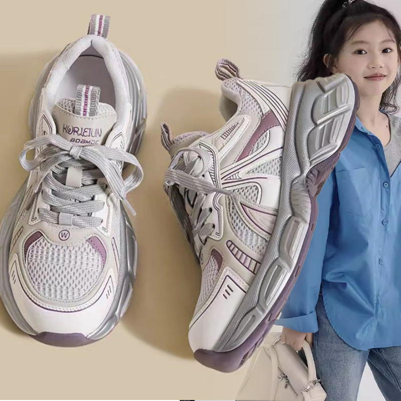 女款小众百搭潮酷网面厚底运动跑步鞋女童2026春秋新款软底休闲鞋