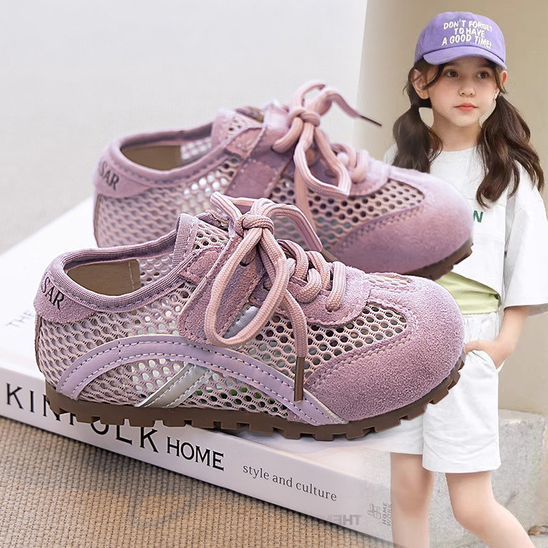 女童单网运动鞋2026新款多巴胺儿童网面透气德训夏季休闲轻便网鞋