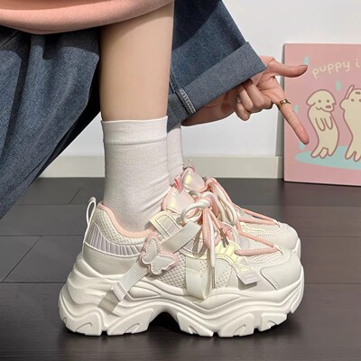 女款2026春秋新款厚底潮款老爹鞋中大童女孩时尚百搭休闲运动鞋女