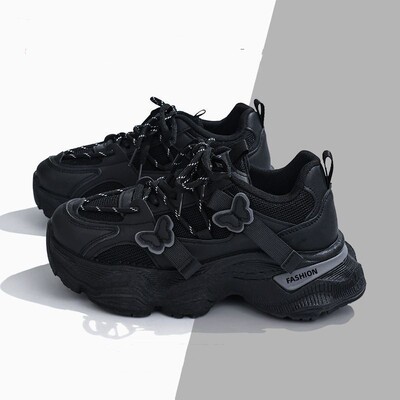 女童蝴蝶老爹鞋2026爆款时尚中大童女孩百搭轻便学生鞋厚底运动鞋