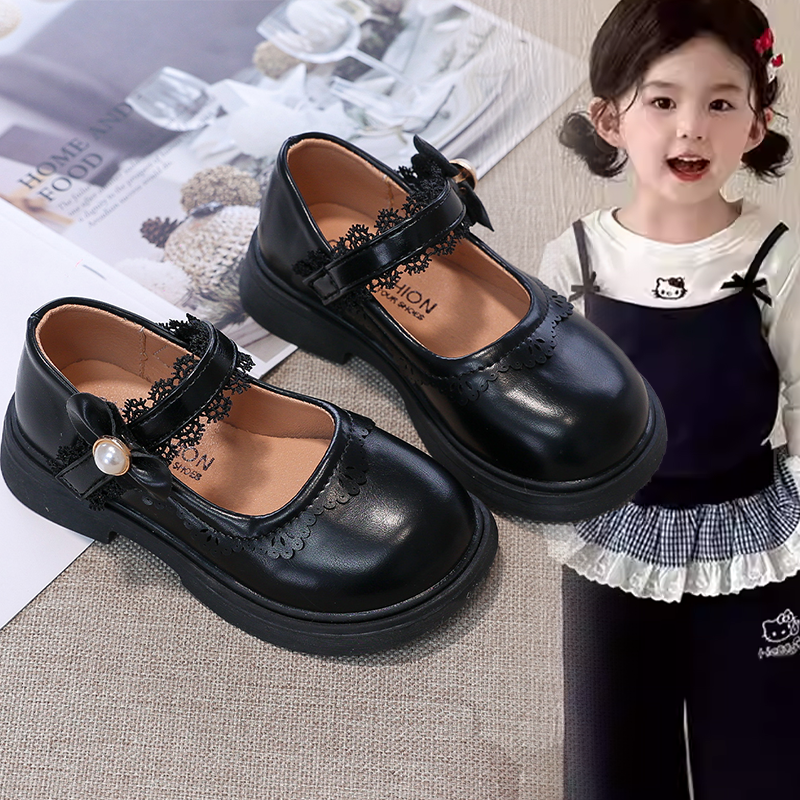 儿童2026春秋新款软底单鞋小童女宝珍珠蝴蝶结公主风时尚百搭皮鞋,童鞋/婴儿鞋/亲子鞋,皮鞋,淘宝优惠券,粉丝福利购,淘宝优惠卷