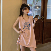 纯棉无袖 减龄辣妹坎肩上衣服 外穿吊带小背心大码 T恤女夏季 中长款