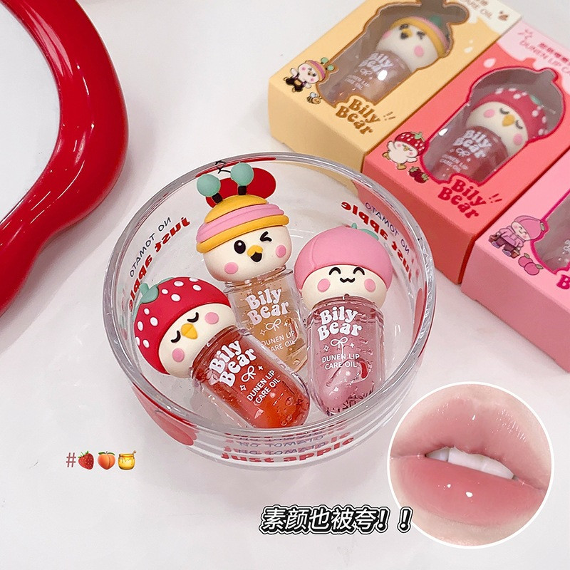 好剔透！亮嘟嘟的润唇油~Bily Bear甜萌嘟嫩护唇油唇釉透明唇蜜