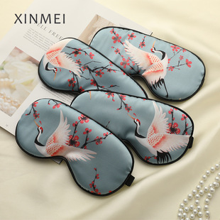 古风女孩的仪式感~中国风仙鹤款仿真丝睡眠眼罩睡觉遮光透气亲肤