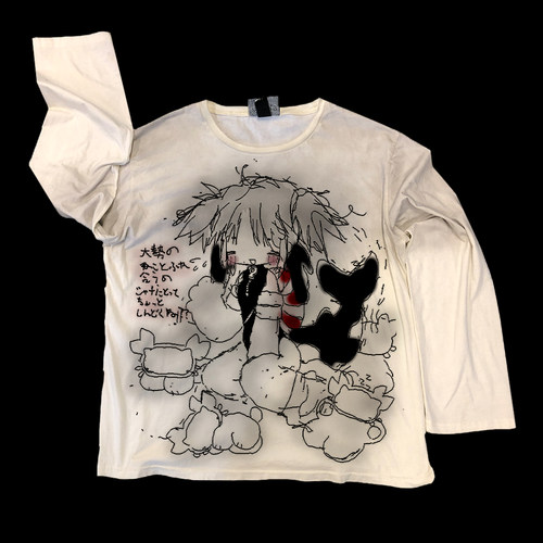 番茄小诗涂鸦Graffiti宽松oversize脏脏T恤0年代90s街头personali