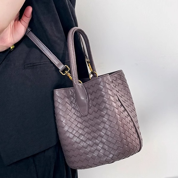 头层羊皮西子玛雅水桶包手工编织