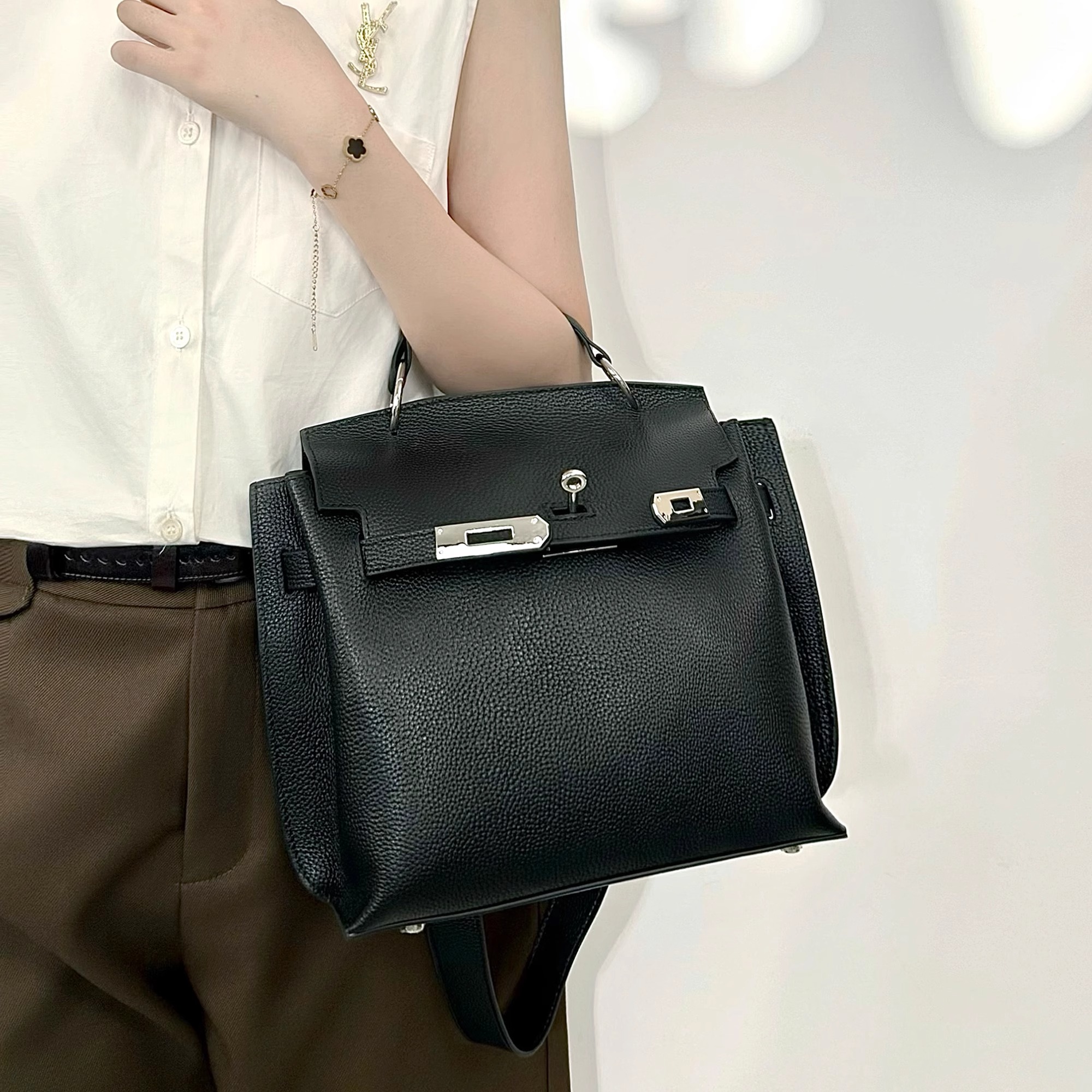 牛皮凯莉包大容量复古高级2025新