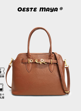 Oeste Maya头层牛皮托特包休闲欧美复古单肩斜挎手提包2025新款