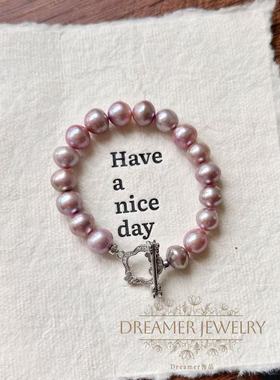 Dreamer饰品天然淡水紫色巴洛克珍珠手链女小众设计感高级送闺蜜