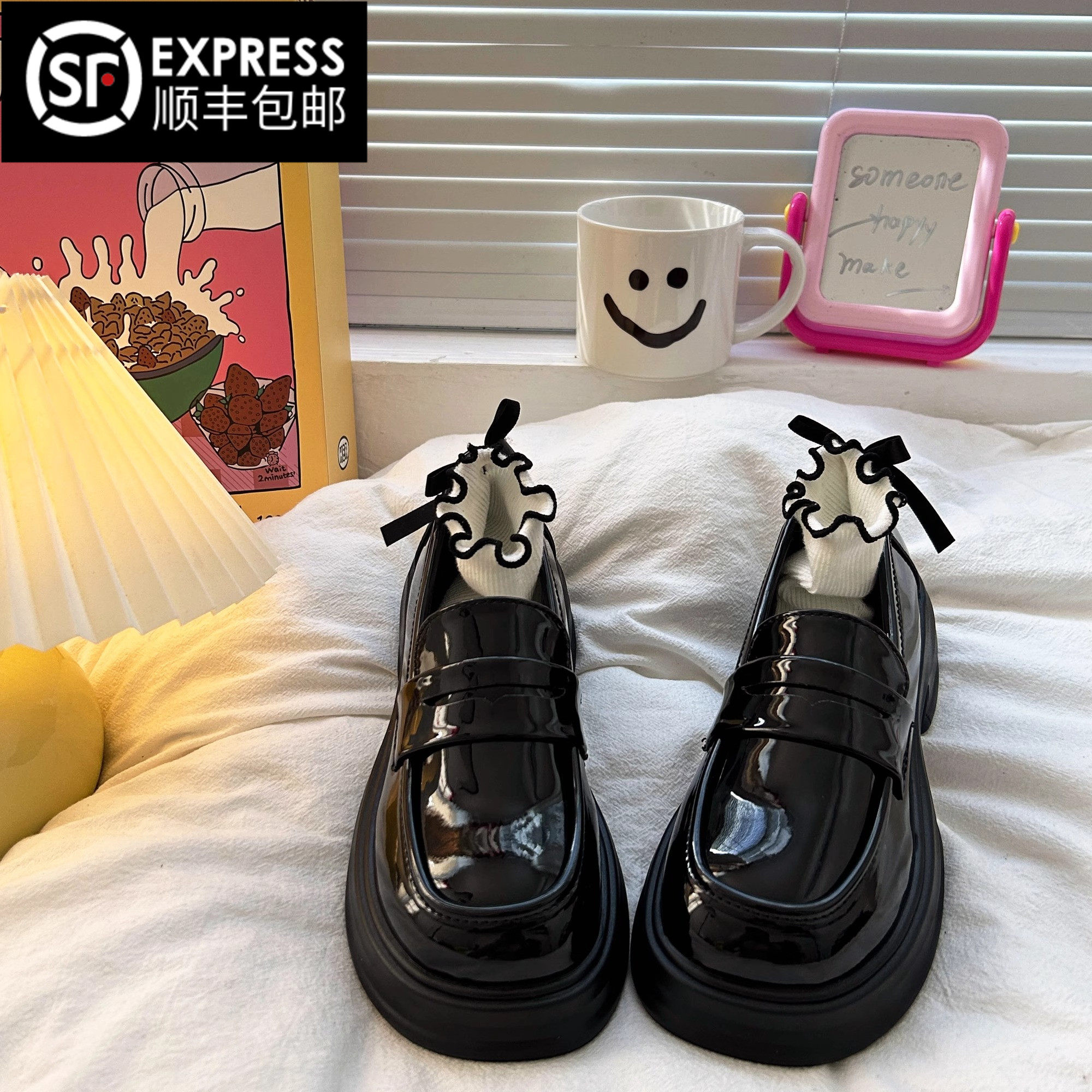 小皮鞋女2024秋季新款英伦风jk粗跟厚底乐福鞋女学院休闲百搭单鞋