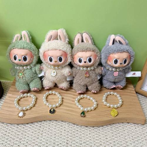 labubu挂件一二三代毛绒娃娃项链