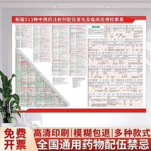 常用药物配伍禁忌表中西药输液常用513种中西药配伍药品流程图459种400种注射临床配伍检索表临床药敏配置表