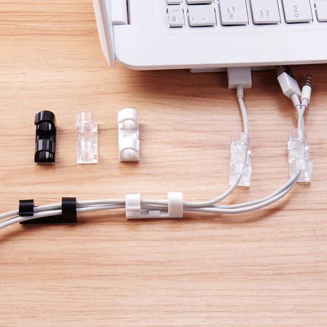 极速Transpearent20 Pcs Cord Wire Cable Plastic Clips Self Ad