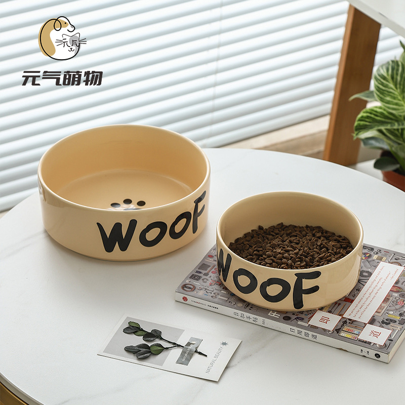 黑碗狗狗纯色狗成犬碗食盆喝水陶瓷宠物碗饭碗大口径防打翻大容量