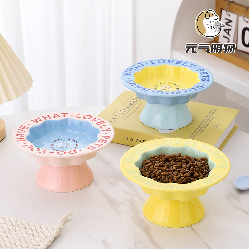 猫碗陶瓷餐盘罐头碗宠物花边碗